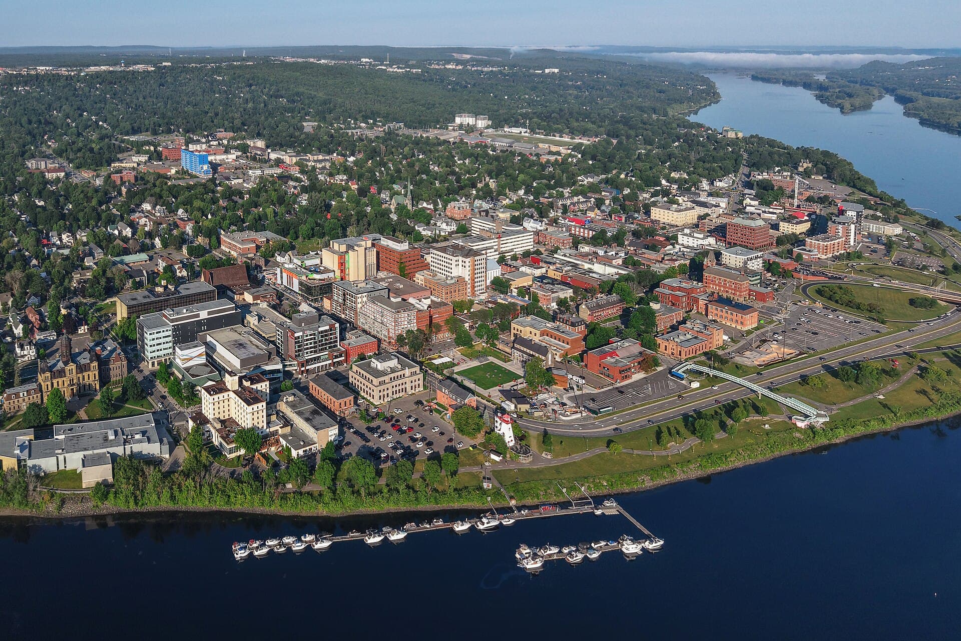 Aerial view of Fredericton and the Saint John River