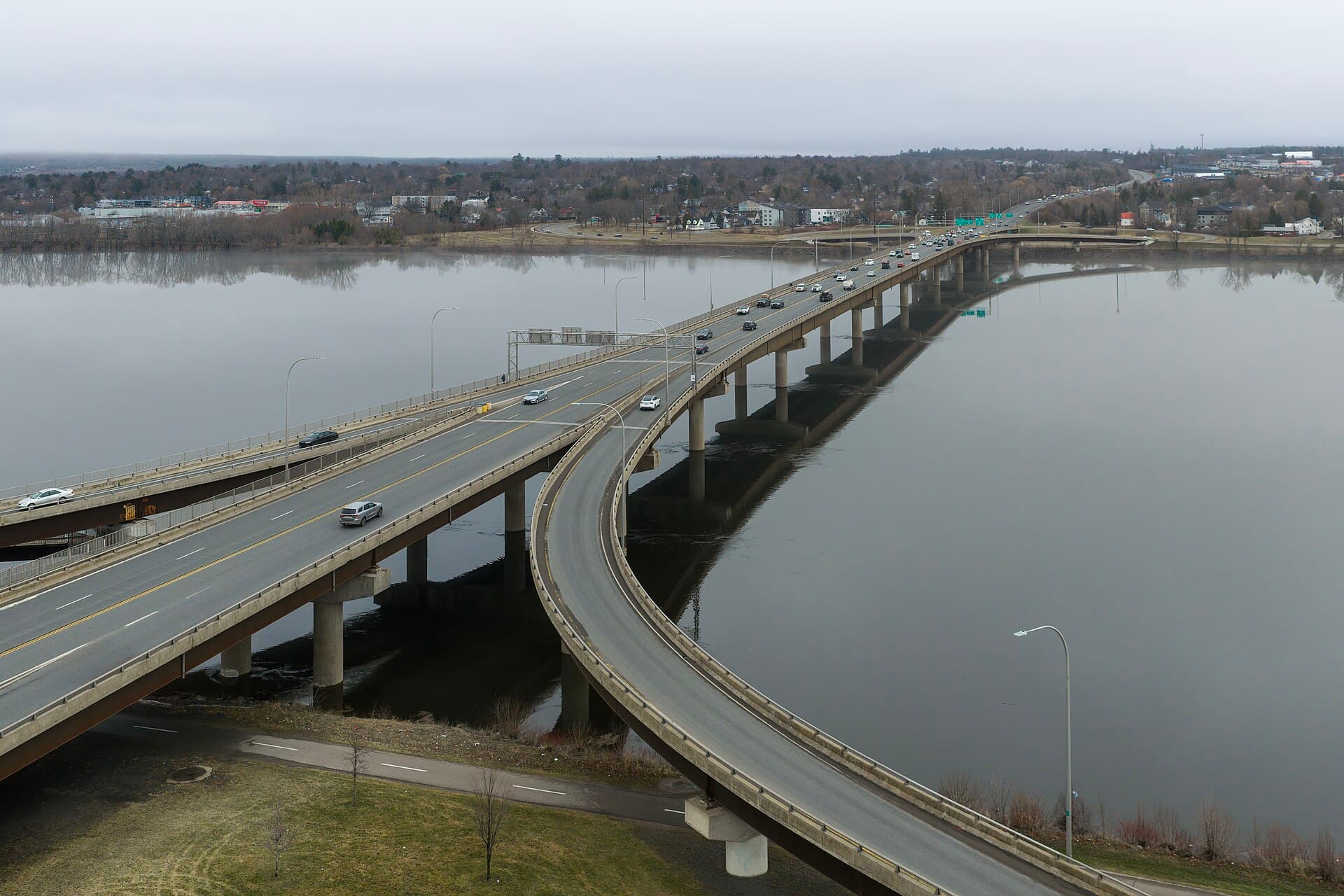 The Westmorland Street Bridge crossing the Saint John River in Fredericton